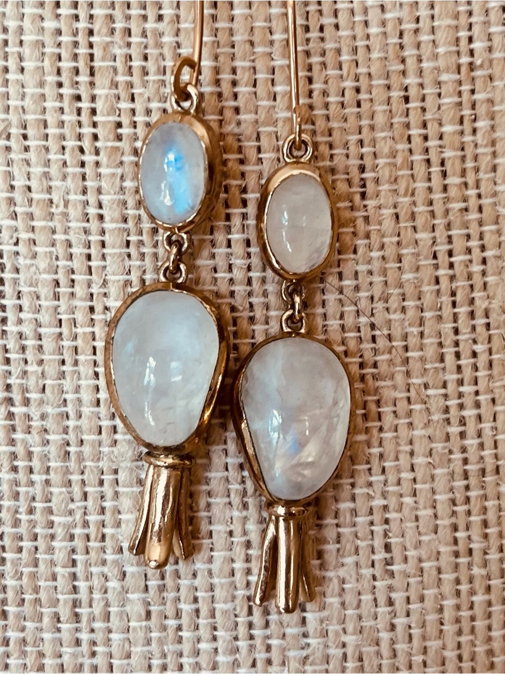 J. Crew Iridescent Moonstone Drop Earrings in White and Gold